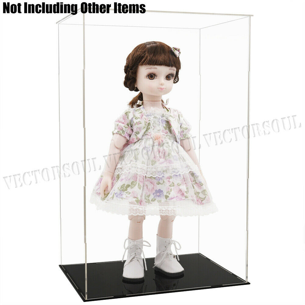 US Acrylic Display Case 20.5" H Large Box Plastic Base Self-Install Dustproof