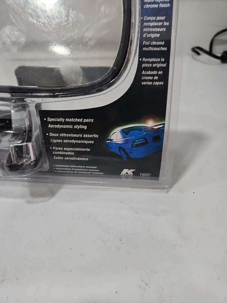K- Source 1600 Fit System Car Mirror with Ratchet Mount- Silver 2ct