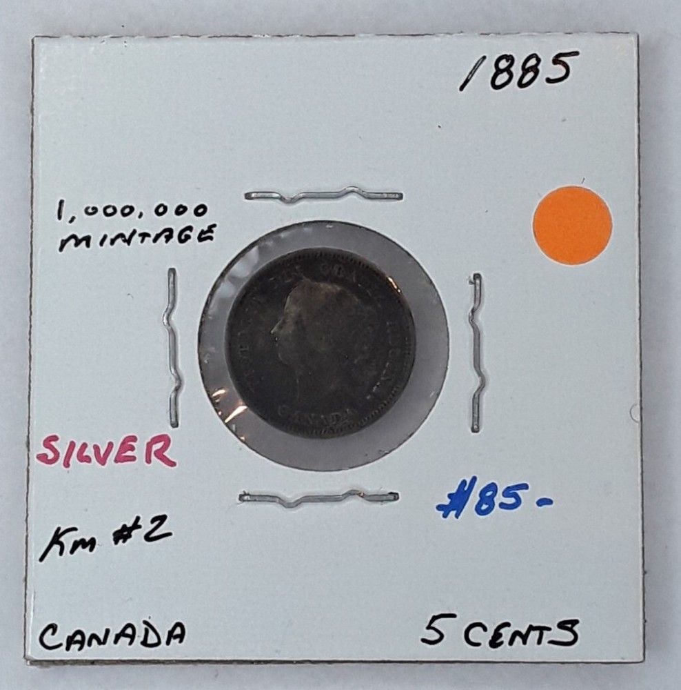 1885 CANADA 5 CENTS. NICE. .925 SILVER.