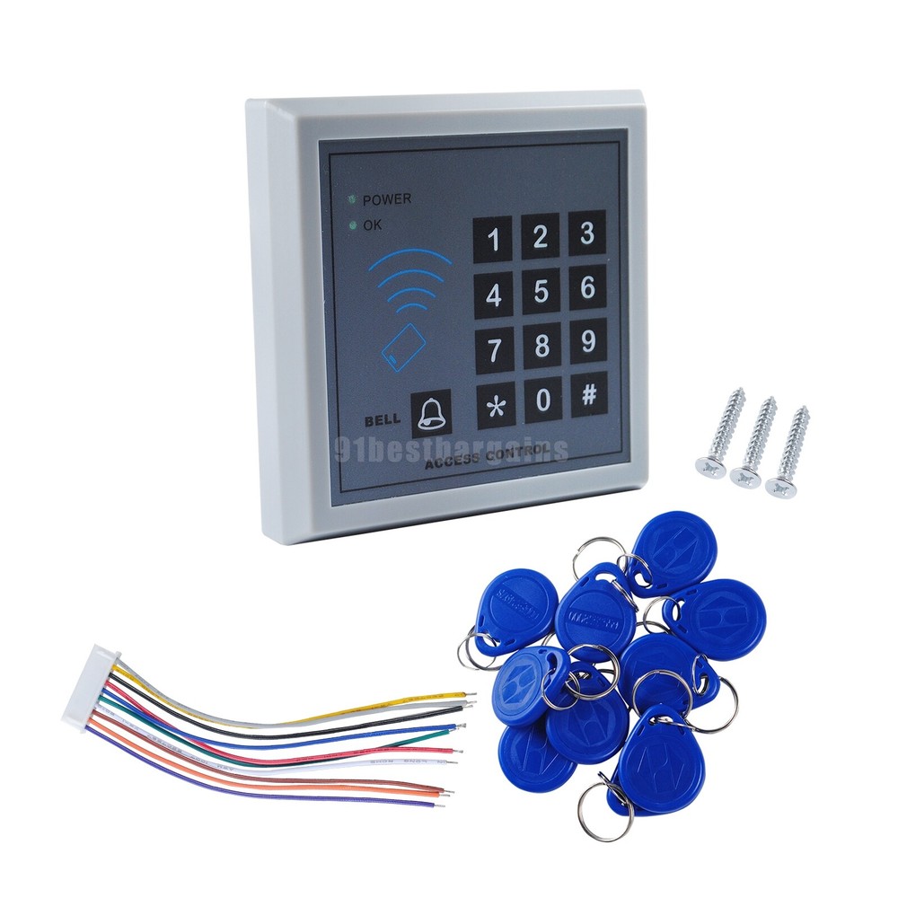 RFID Reader & Password Standalone Door Access Control Keypad+ 10 ID Card keyfobs