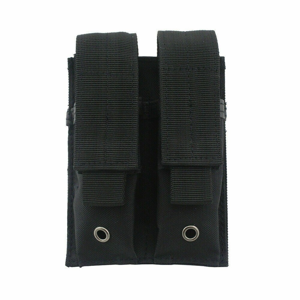 Tactical Double Pistol Mag Pouch Multi-Tool Organizer Holder Flashlight Bag