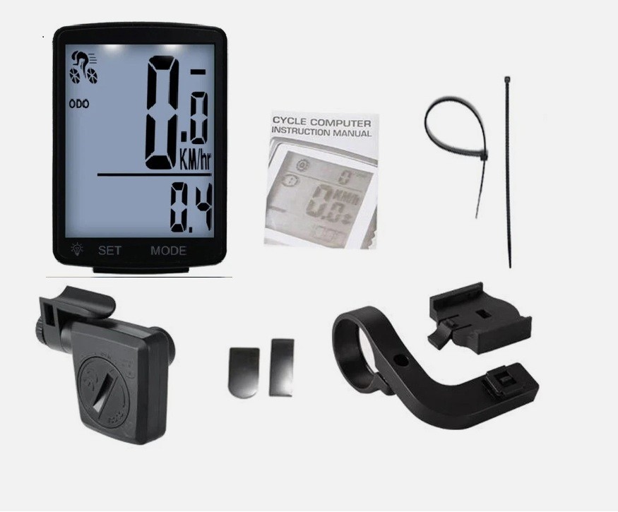 Wireless Bike Speedometer Odometer 2.8" LCD Bicycle Computer White Backlight