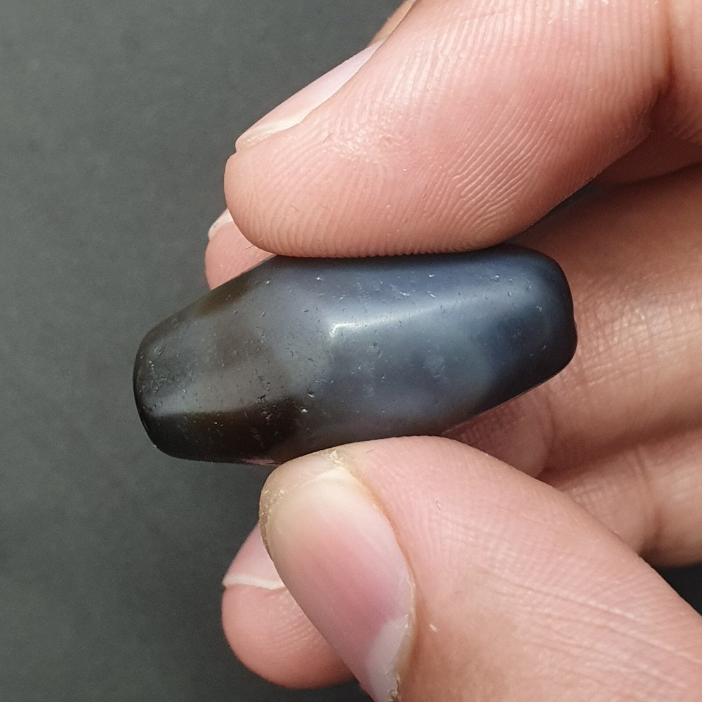 Antique Persian Himalayan Blue Chalcedony Agate Bead