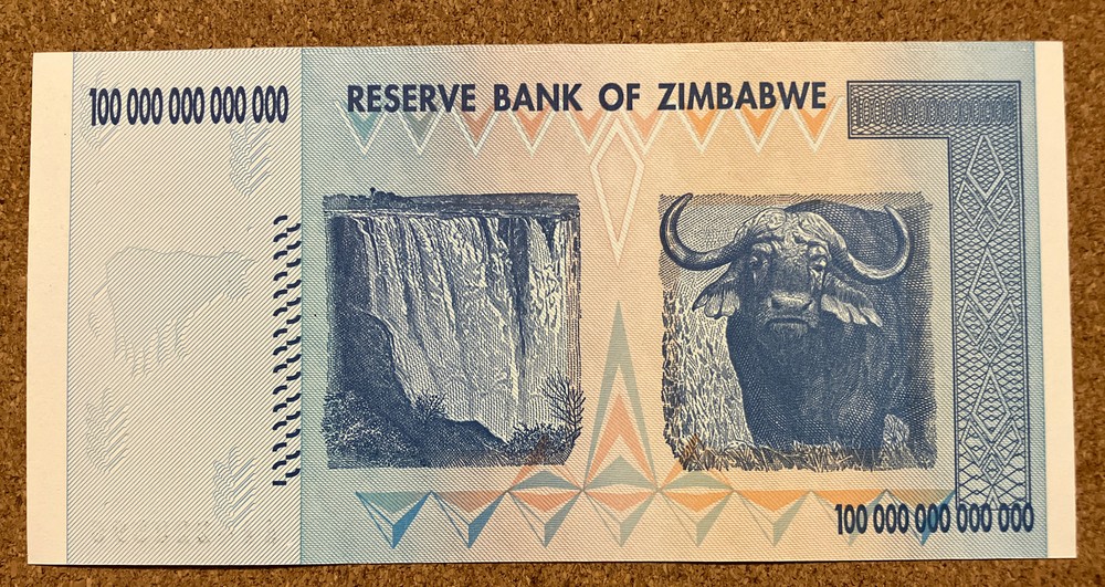 Zimbabwe 100 Trillion Dollars. Genuine. Dated 2008. Unc. AA Prefix