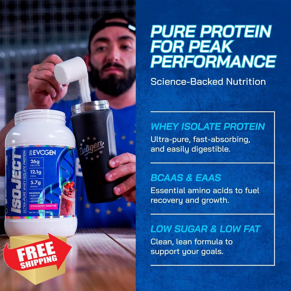 Evogen Isoject Whey Protein Isolate Strawberry Smoothie 25 Servings