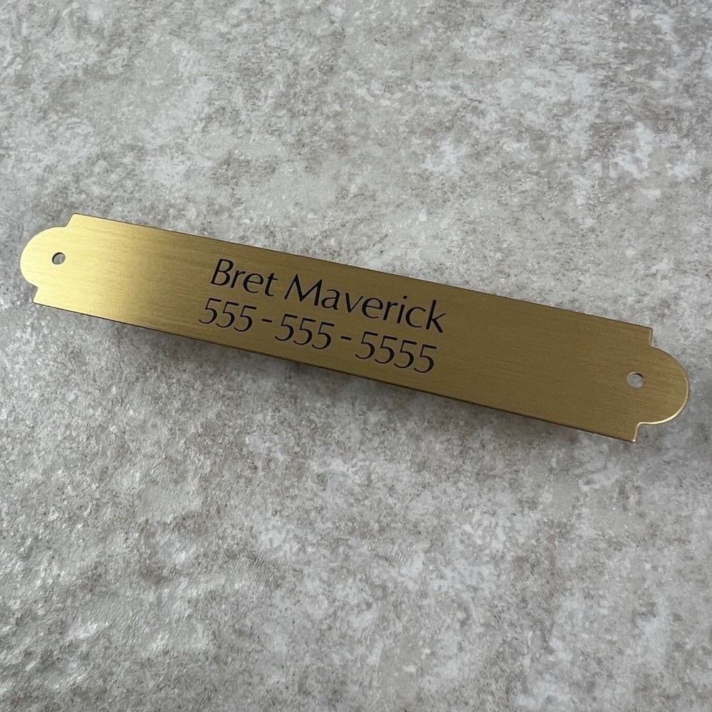 Custom Engraved Tags Personalized NAME PLATE Stained BRUSHED BRASS EXTRA LARGE