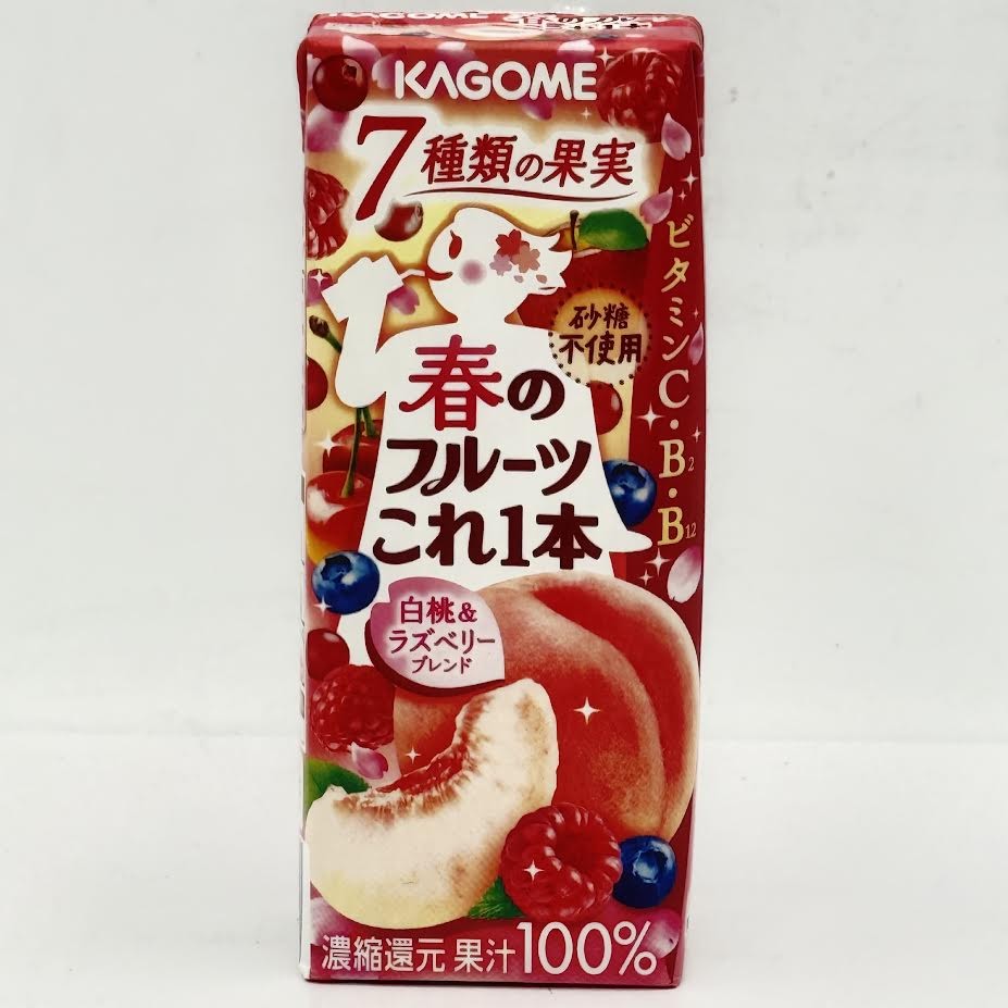 Kagome Fruit White Peach & Raspberry Blend 200ml/12pack