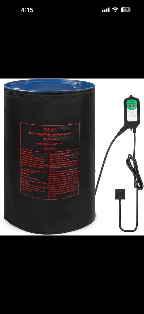 55 Gallon Electric Drum Heater Blanket, with Digital Control, 120V