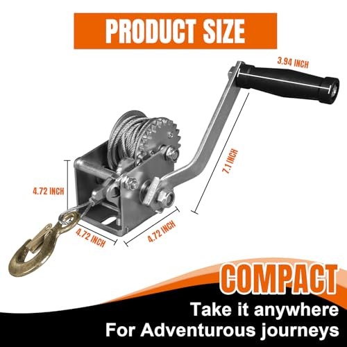 Hand Winch Pulling Capacity, Boat Trailer Winch Heavy Duty Rope Crank 600 lbs
