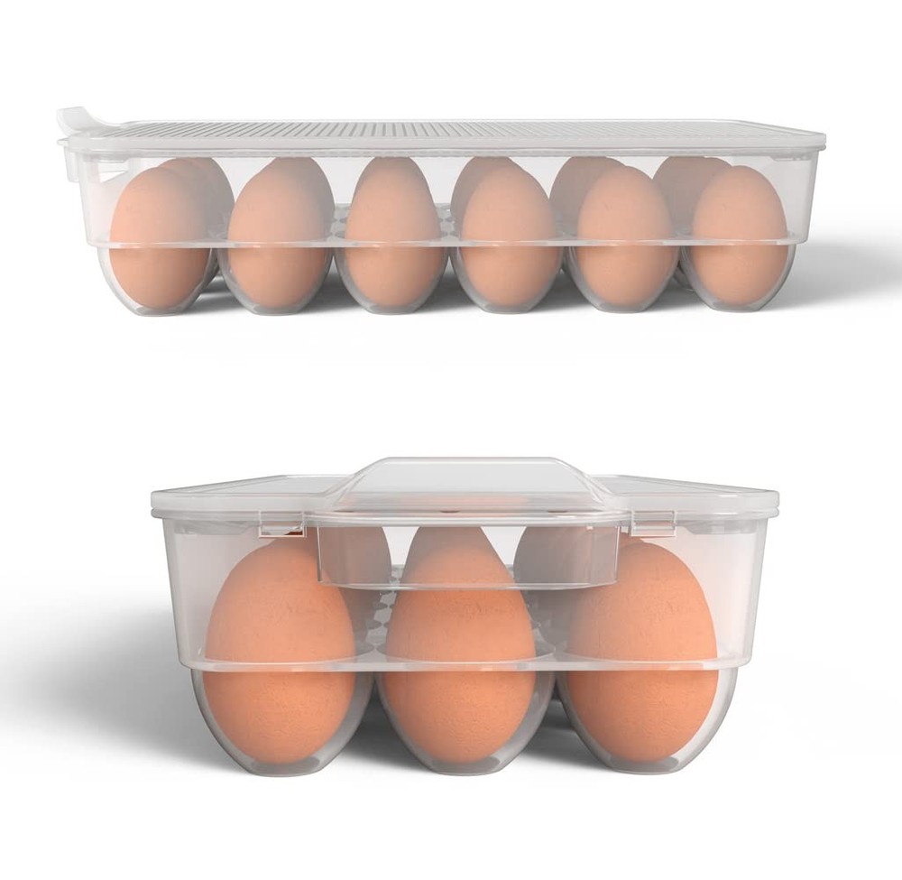 Clear Covered Egg Holder 3-Pack, Plastic Storage for