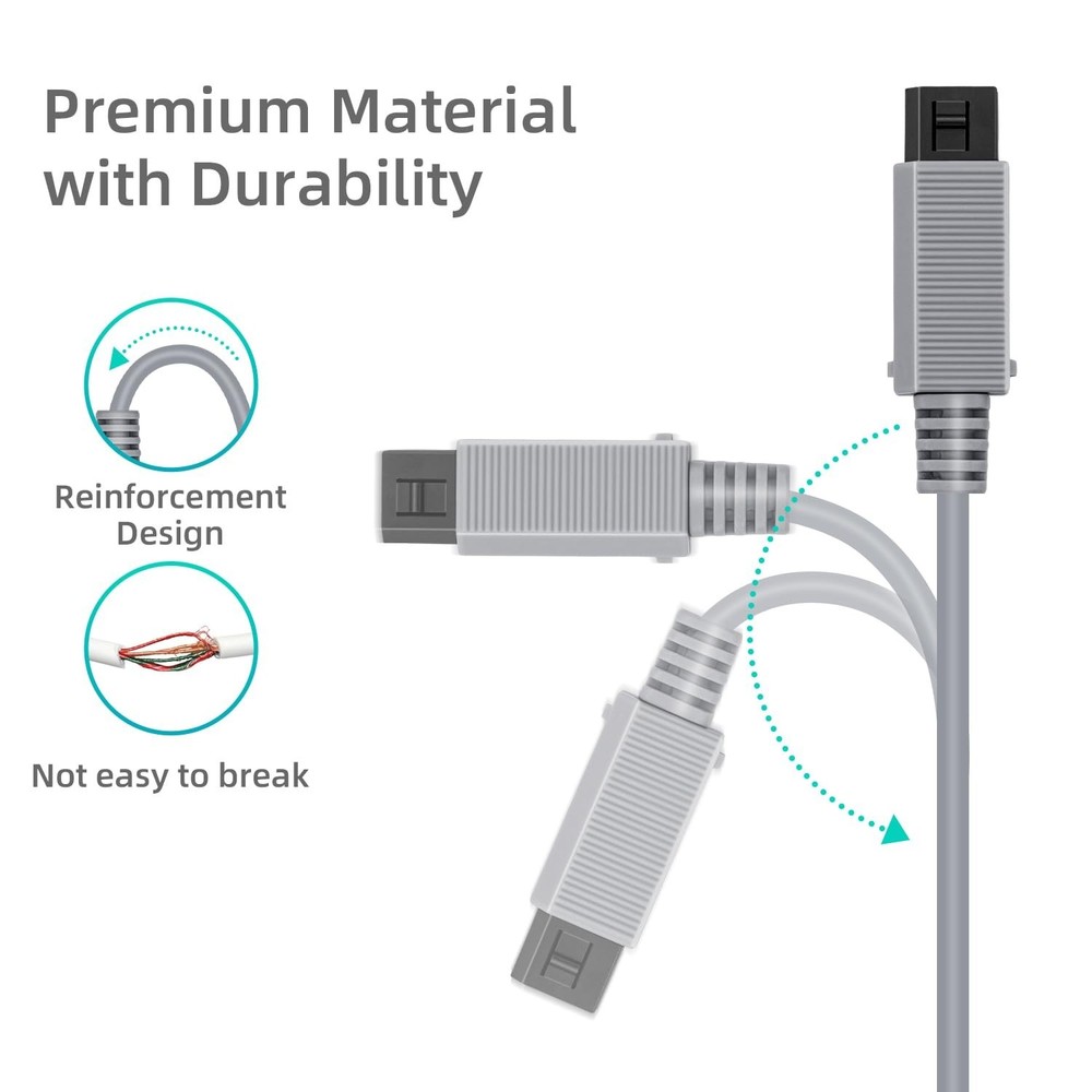 2 Meter Gray USB Type C Charging Cord for Wii - Perfect Replacement Cable