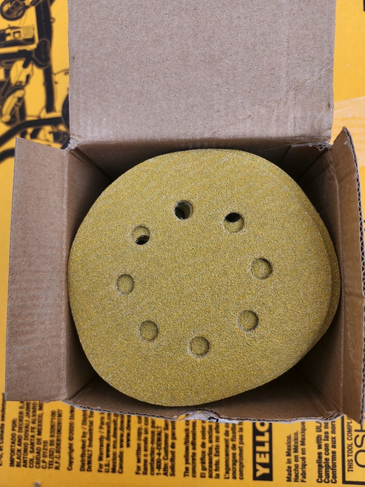 5" Diameter Disc, 8 Hole Hook & Loop 80 Grit Sandpaper