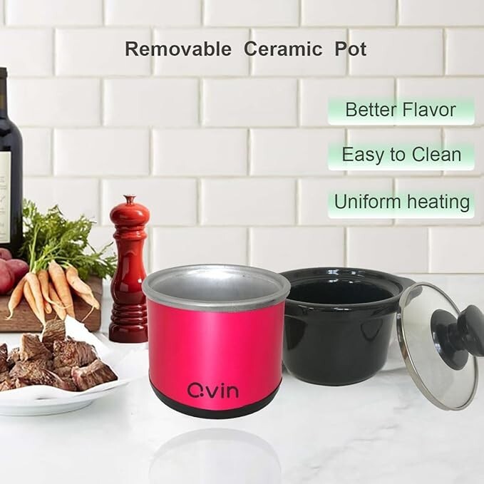 0.65QT mini Slow Cooker - rose red
