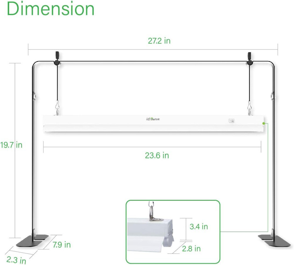 Adjustable 2Ft LED Grow Light for Indoor Plants & Seed Starting with Stand