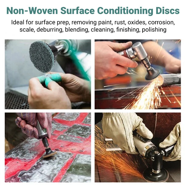 61PCS 2" W/ Holder Nonwoven Roll Lock Sanding Pads Surface Conditioning Discs