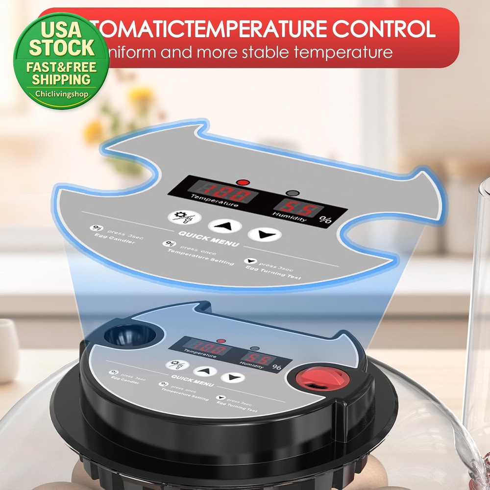Automatic Egg Incubator 12 Egg Capacity Chicken Duck Goose Digital Display 360