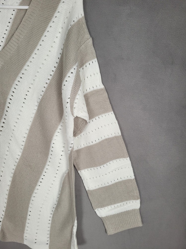 Dokotoo Womens Long Sleeve Striped Color Block Knitted Sweater Pullover Medium