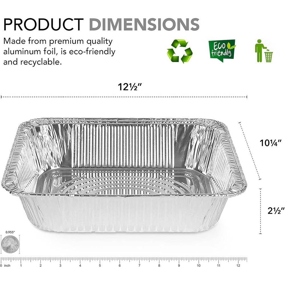 9x13 Disposable Aluminum Pans (30 pack) - Half Size Steam Table Deep Pan