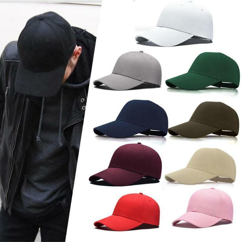 Plain Baseball Caps Adjustable Solid Blank Hat Polo Style Curved Visor Army Cap