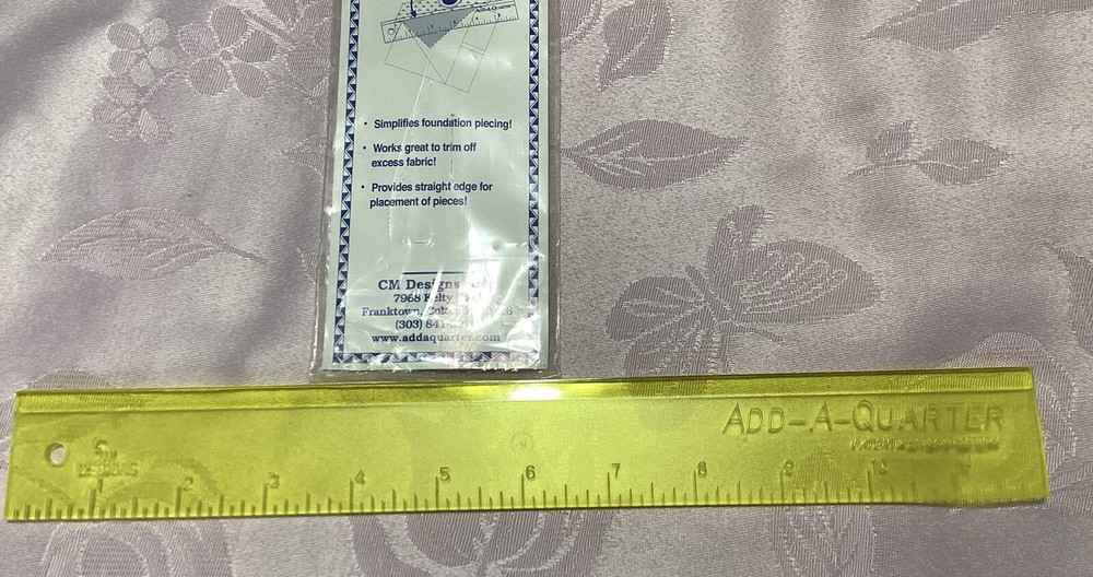 Add-A-Quarter™ - 12" Ruler - 1/4" Lip - Simplifies Foundation & Template Piecing