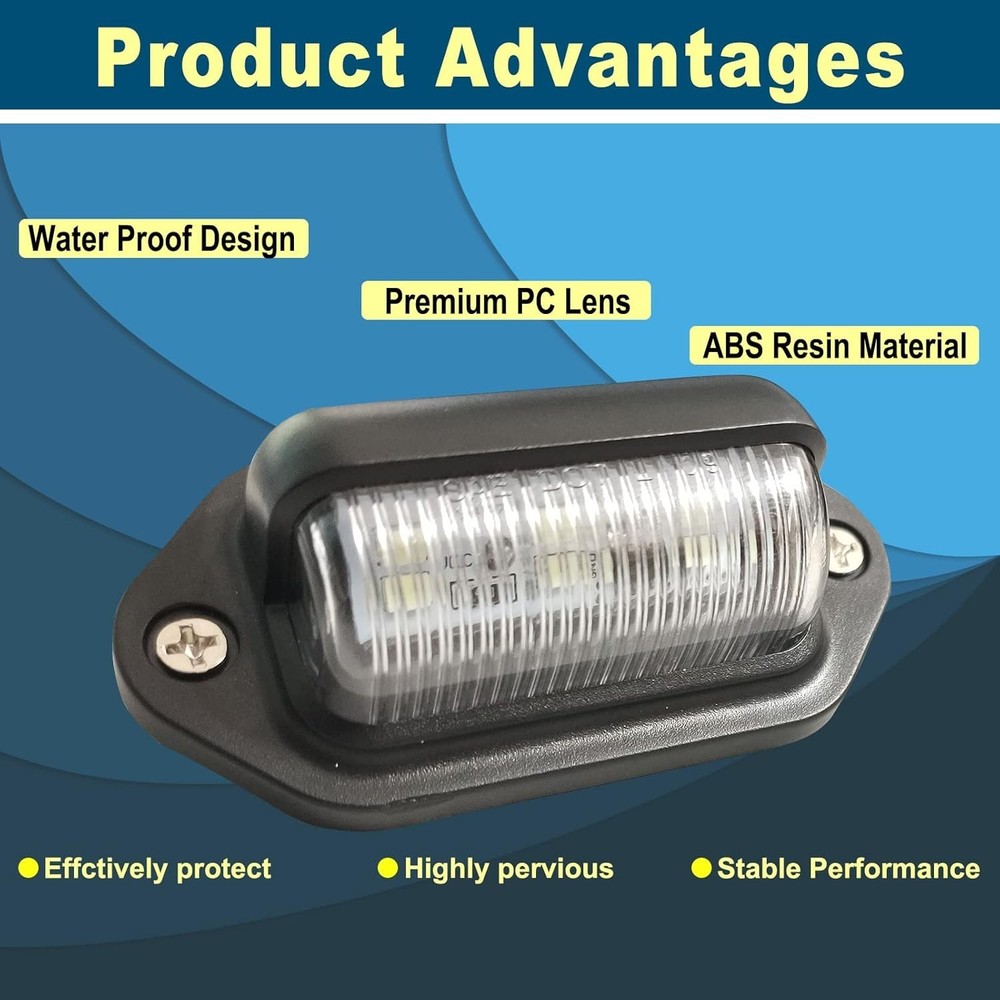 Energy-Efficient 2PCS Xenon White LED License Plate Lights - Waterproof