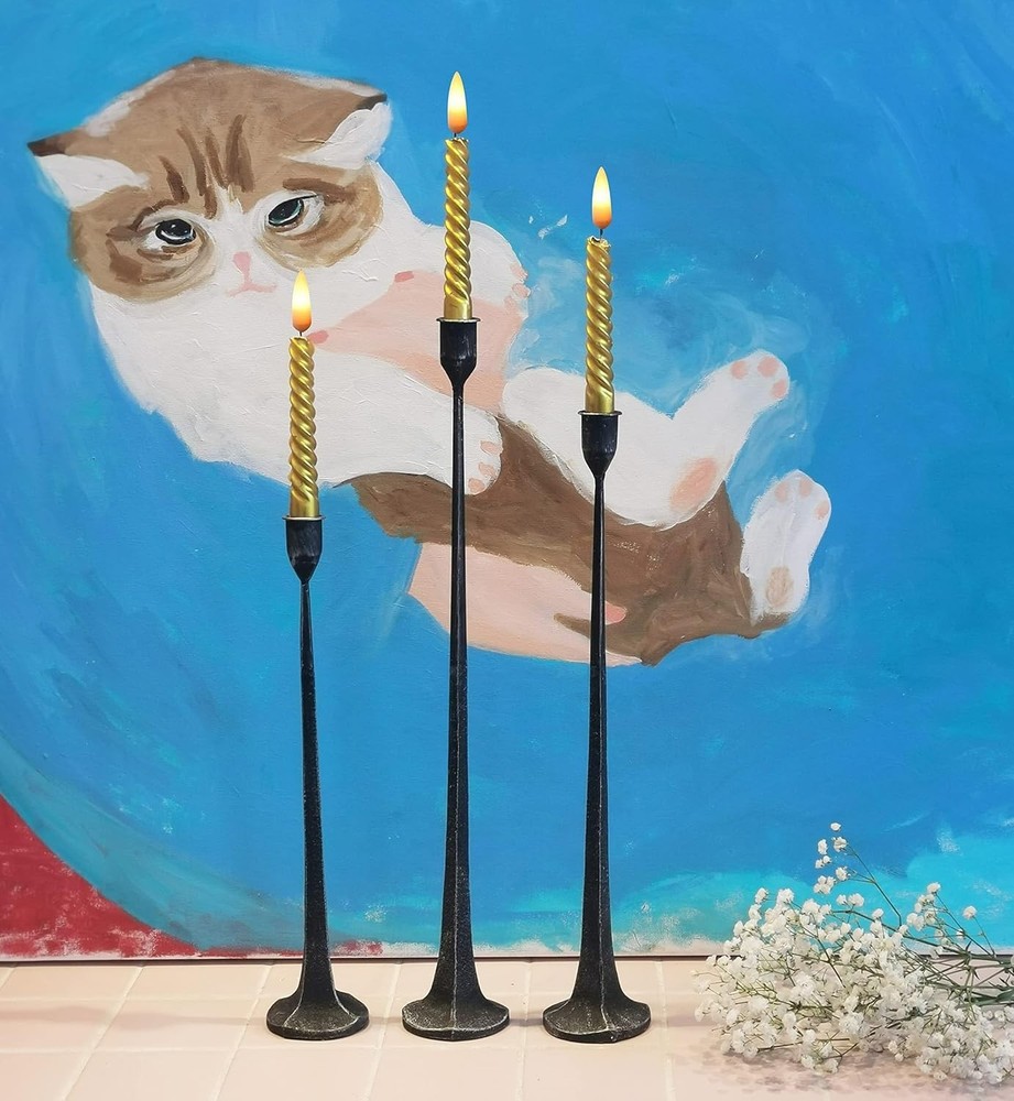 Sturdy Black Candle Holders Set - Wedding Decor