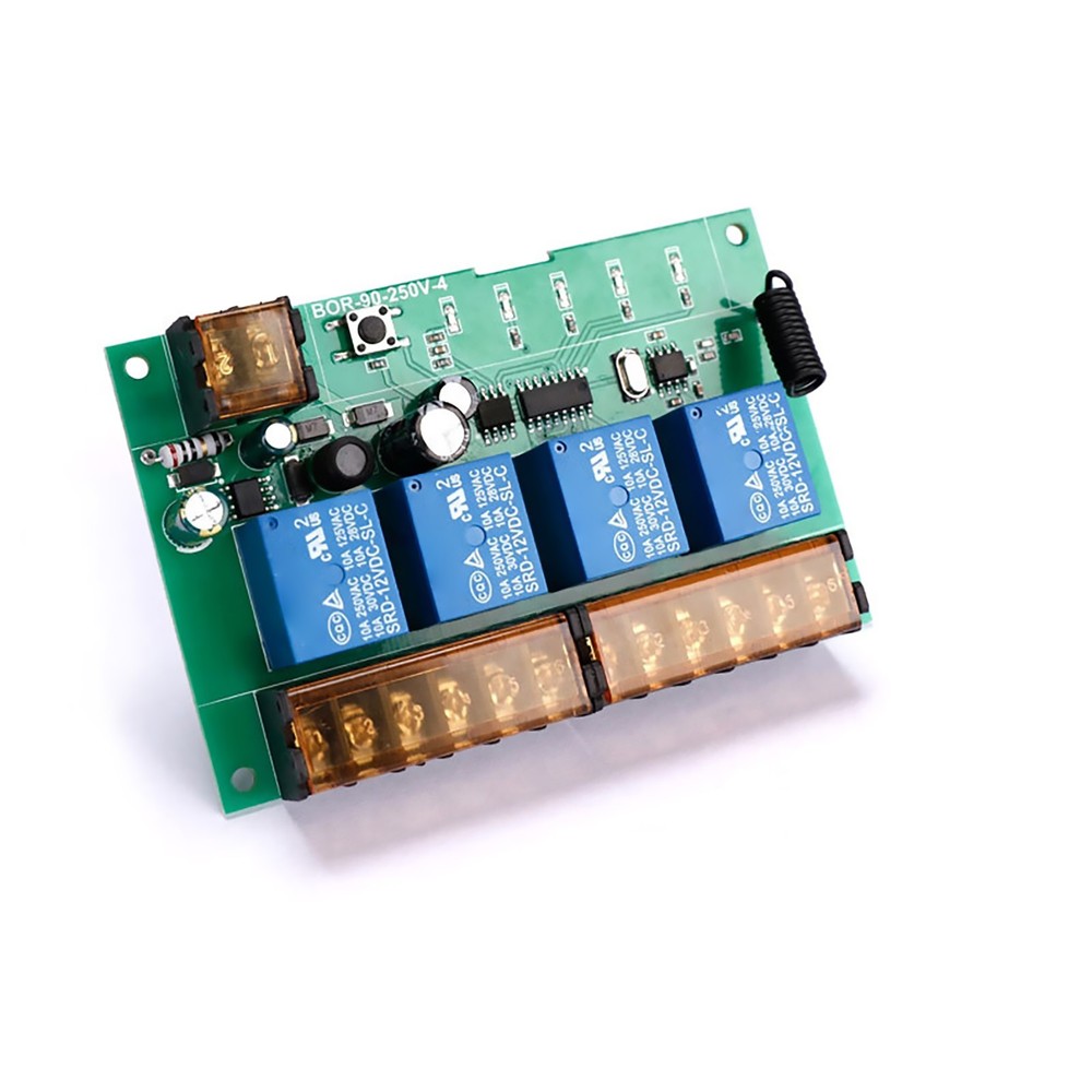 4-Ch Wireless Relay Remote Control Switch Receiver 433Mhz For Lighting Fixtures