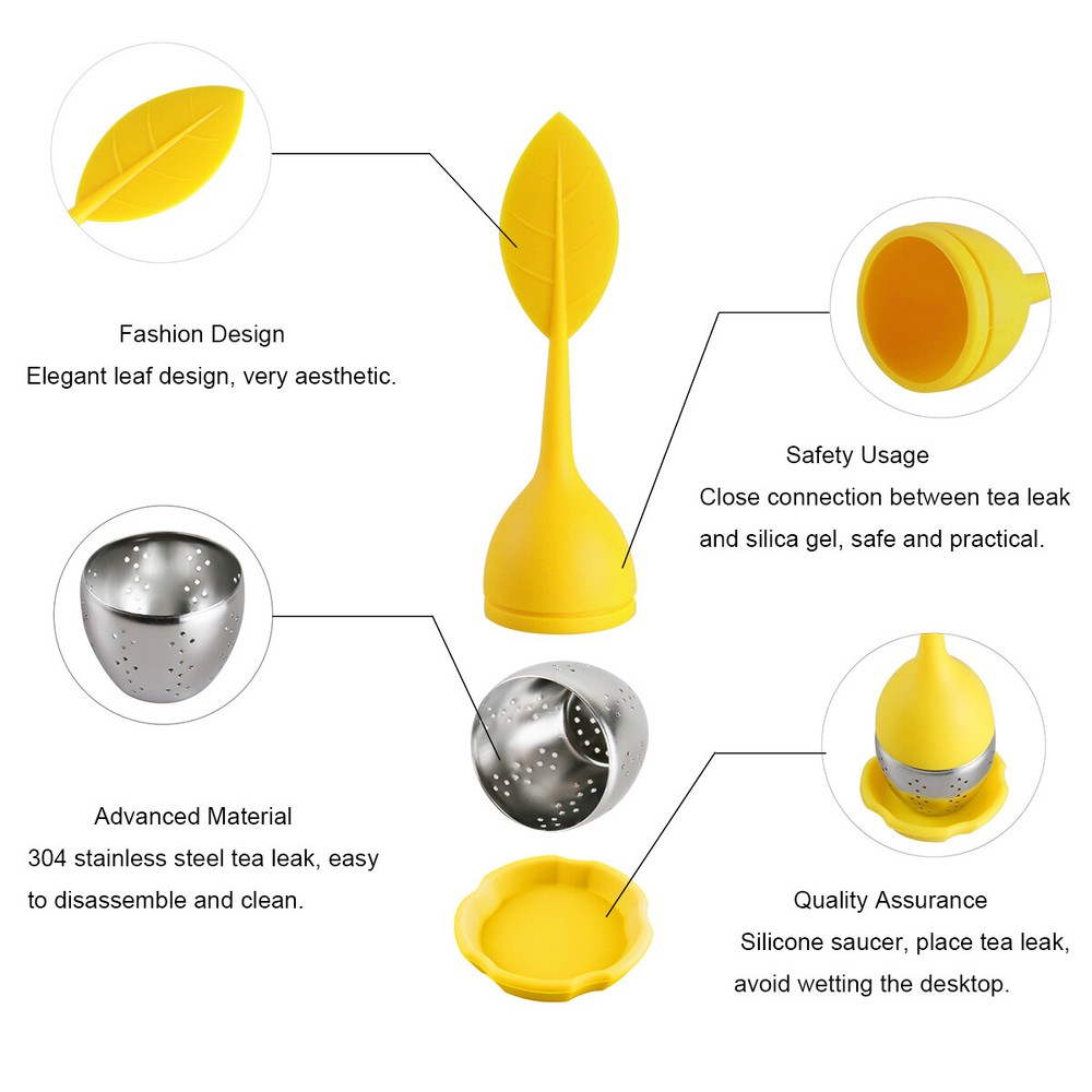 US 3PCS Silicone Loose Leaf Tea Infuser Stainless Spice Filter Diffuser YW-GN-BL