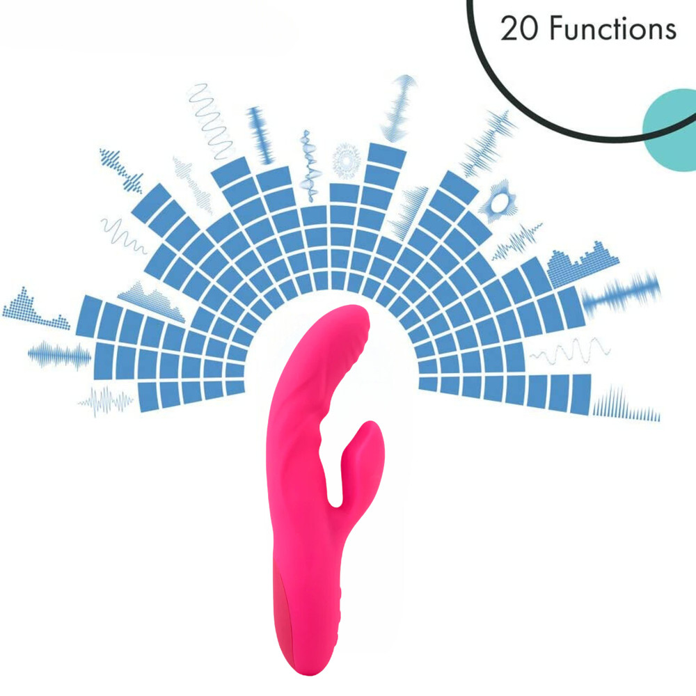 Ribbed Texture Rechargeable Rabbit Vibrator Dual Stimulator Waterproof Vibe