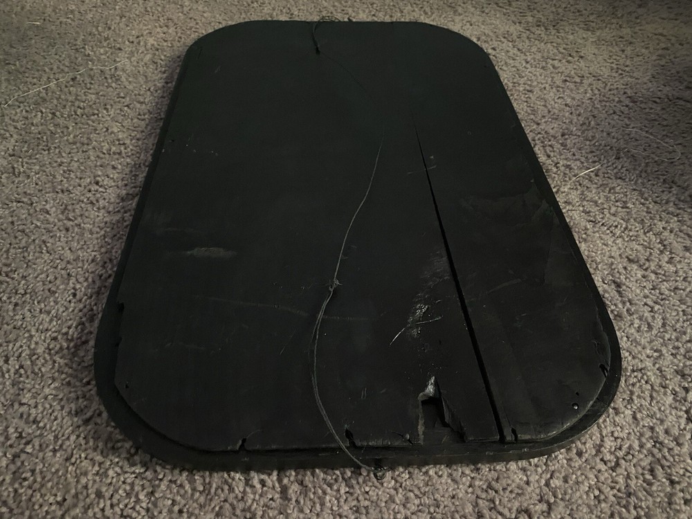 Vintage Painted Black Round Edge Rectangle Mirror