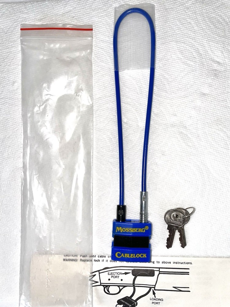 Firearm Lock- Blue  Mossberg Cable Lock w 2 Keys Open Box