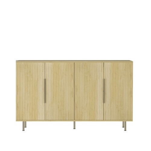 Wood Modern Buffet Cabinet With Storage, Fluted Sideboard Large Buffet