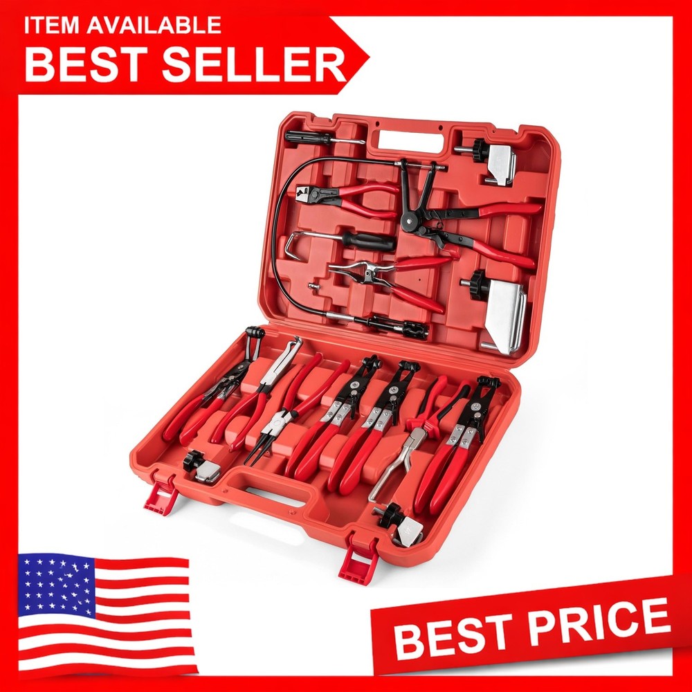 16PCS Hose Clamp Pliers Removal Tool Kit Long Reach Wire Tools New