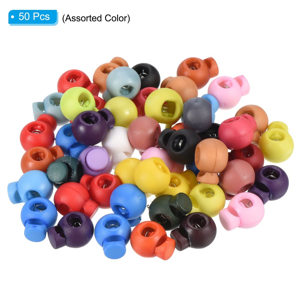 18mm Cord Locks Set, 50 Pack Multicolor Ball Spring Toggle Stopper