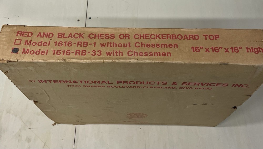 Vintage Parsons Plastic Chess/Checker Square Table With Pieces USA