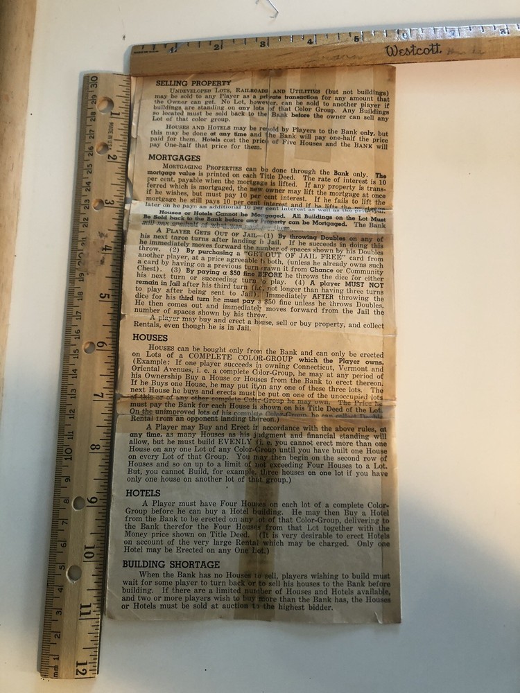 1935 Monopoly Game Rules only A1
