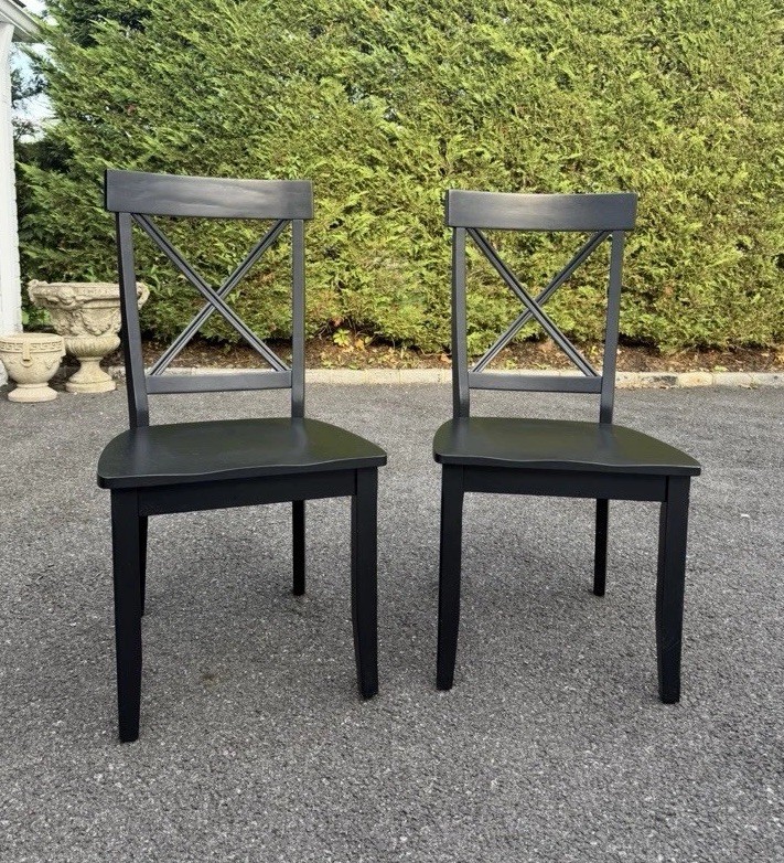 Black Solid Wood X Back Chair Set