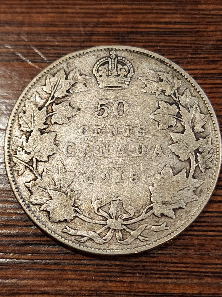 1918 Canada 50 Cents Silver Coin