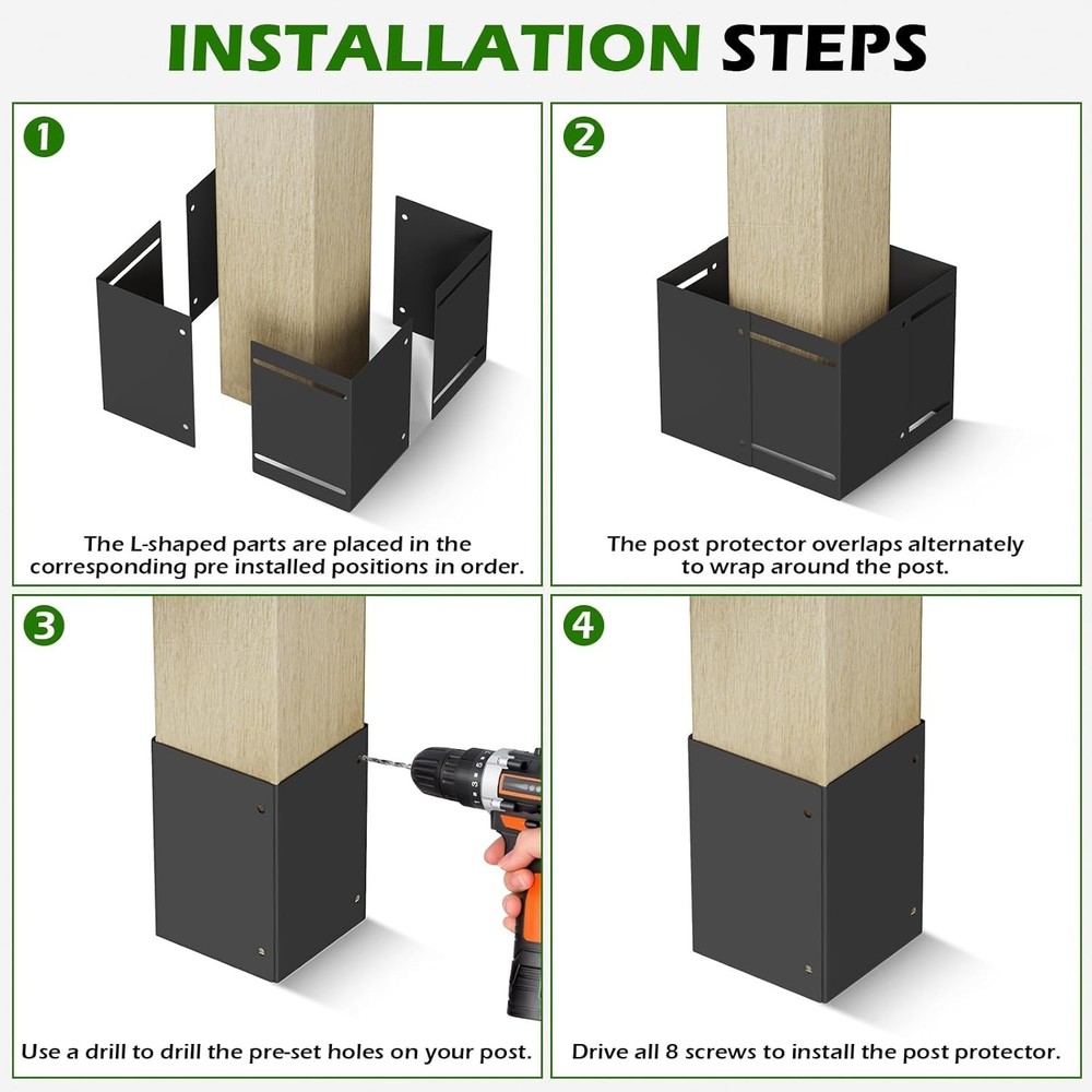 Adjustable Post Protector, 304 Stainless Steel Mailbox Post Protector, Post