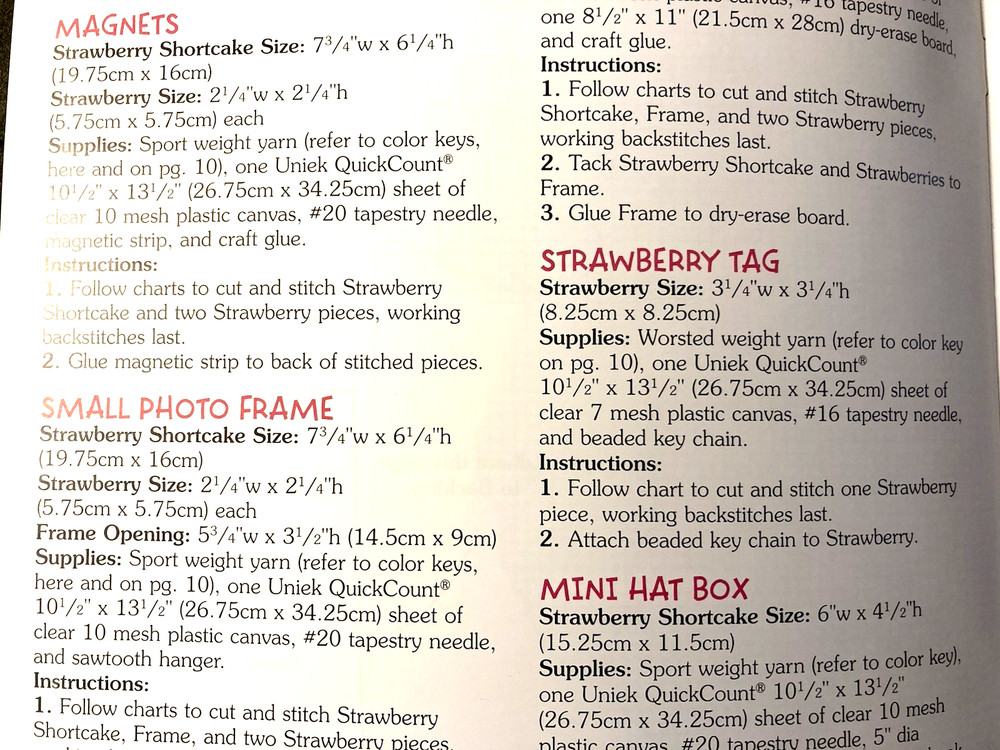 Plastic Canvas Patterns Leisure Arts Strawberry Shortcake Frames & Keepsake 3733