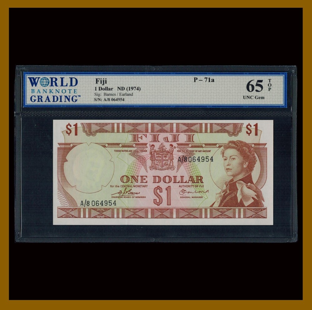Fiji 1 Dollar, 1974 P-71a WBG 65 TOP Unc