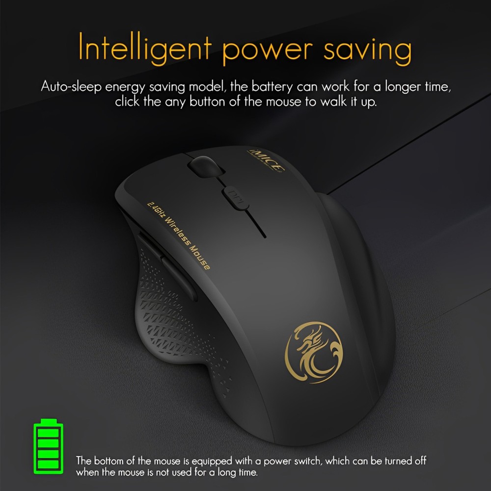 2.4GHz Wireless Optical Mouse Computer Mice 6 Buttons & USB Receiver for Laptop
