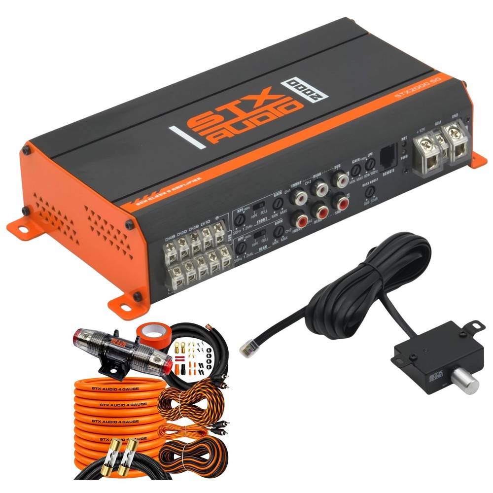 STX Audio STX2000.5D 2000W Car Amplifier + Wiring Kit Bundle
