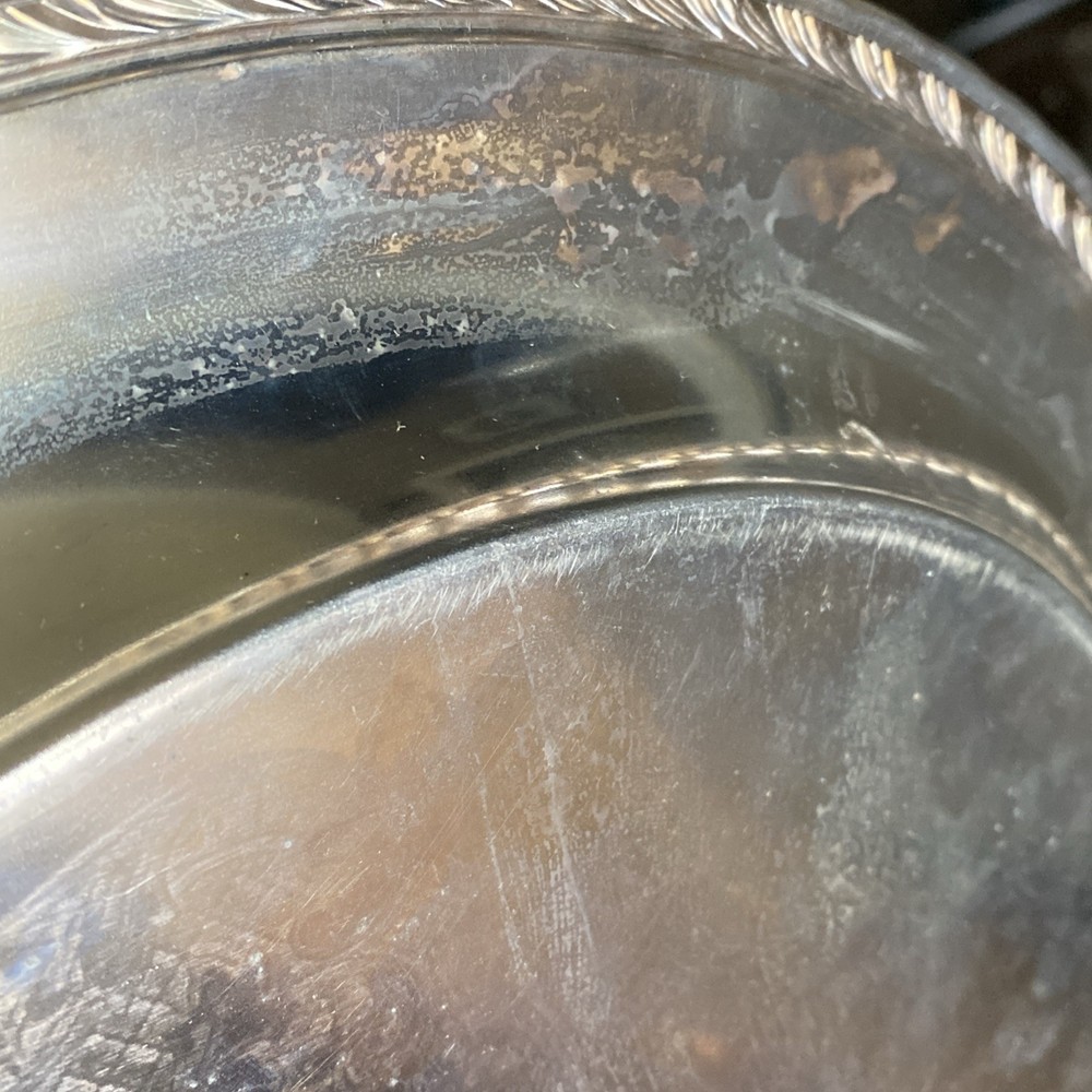 Oneida Silver Plate Platter with Center Design & Embossed Edging