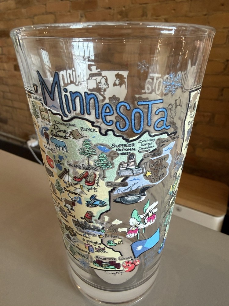 16oz Minnesota Print Glass