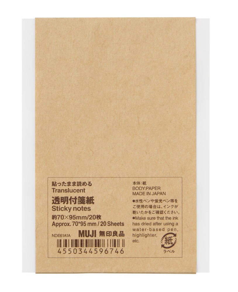 MUJI Translucent sticky notes that can be read while pasted 70x95mm/20 sheets JP