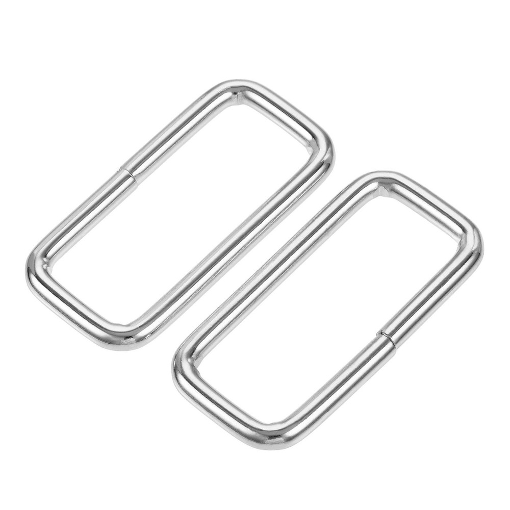 Metal Rectangle Ring Buckles 51x20mm Silver Tone 10pcs