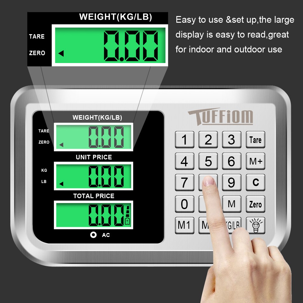 Heavy Duty 661lbs Weight Electronic Platform Scale,High-Definition LCD Display