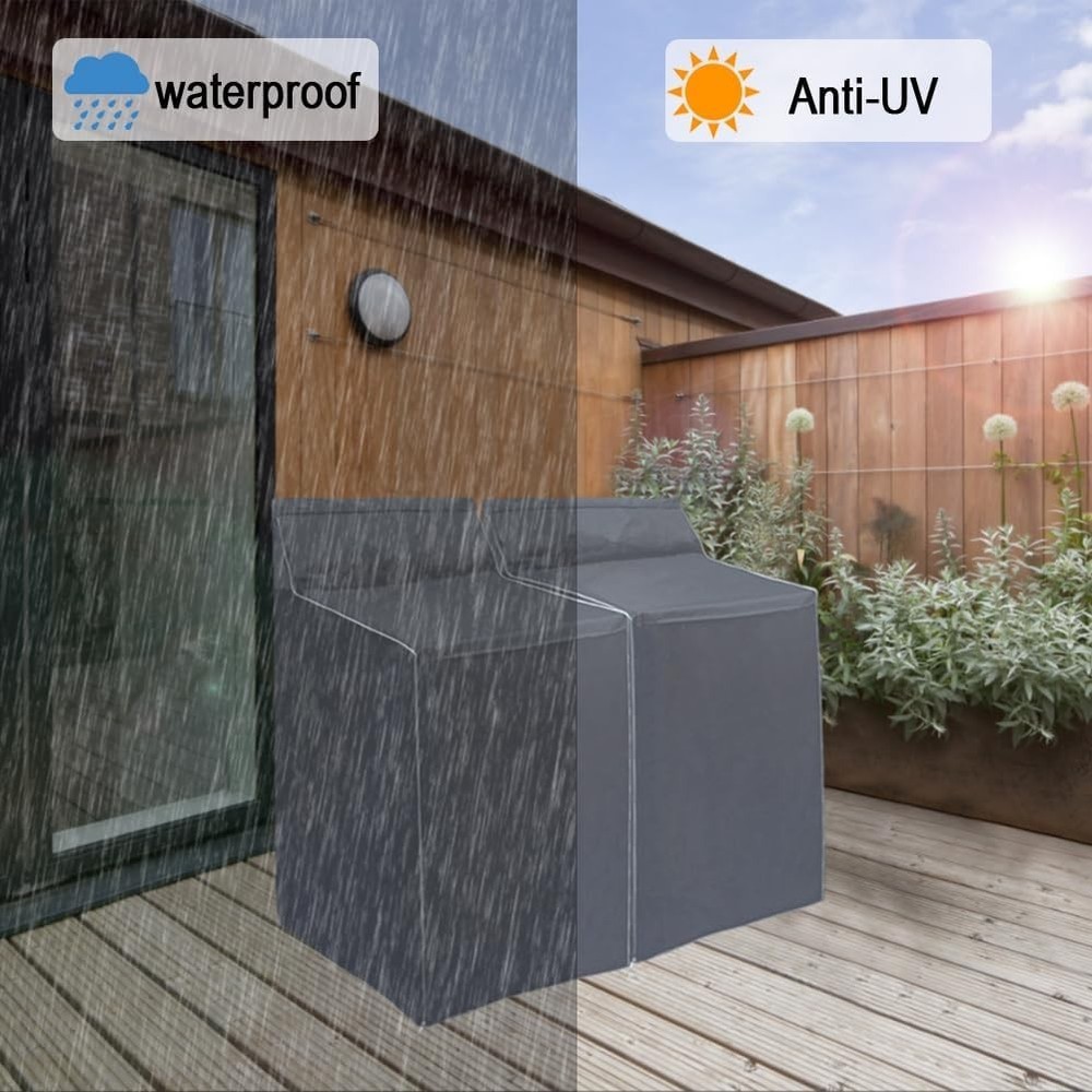 Grey Washer and Dryer Covers, Waterproof, Dustproof & Easy Access Design