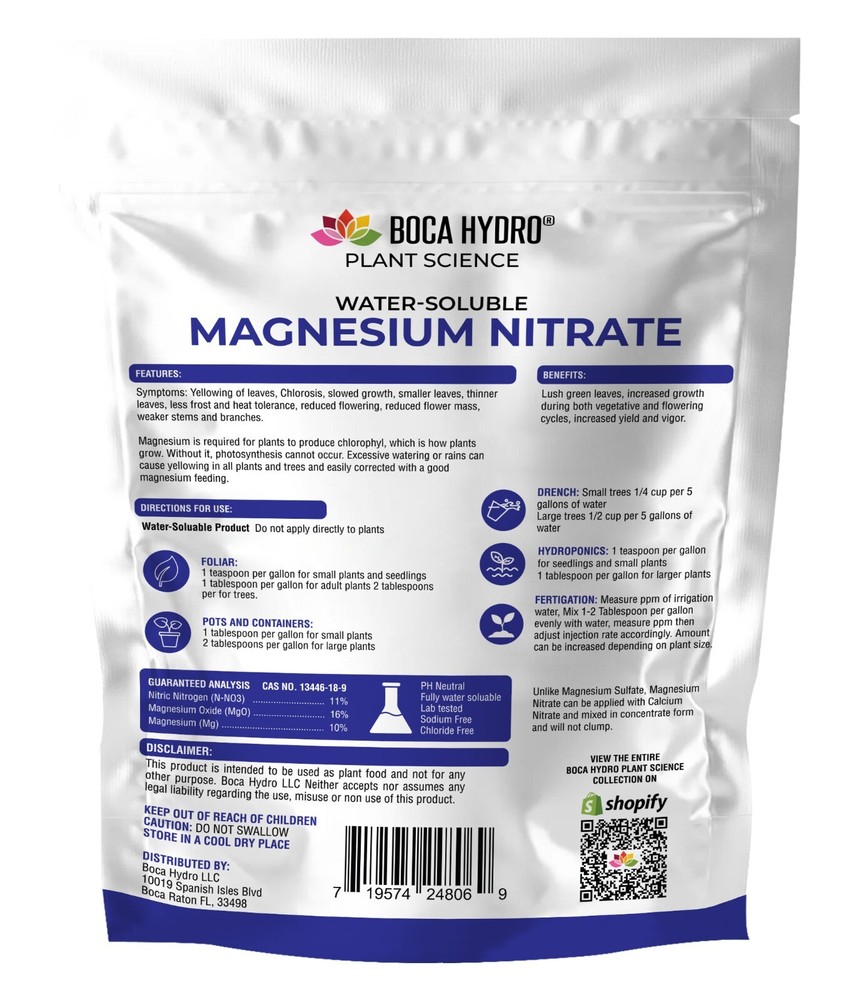 Boca Hydro Magnesium N Water Soluable Nutrient Fertilizer
